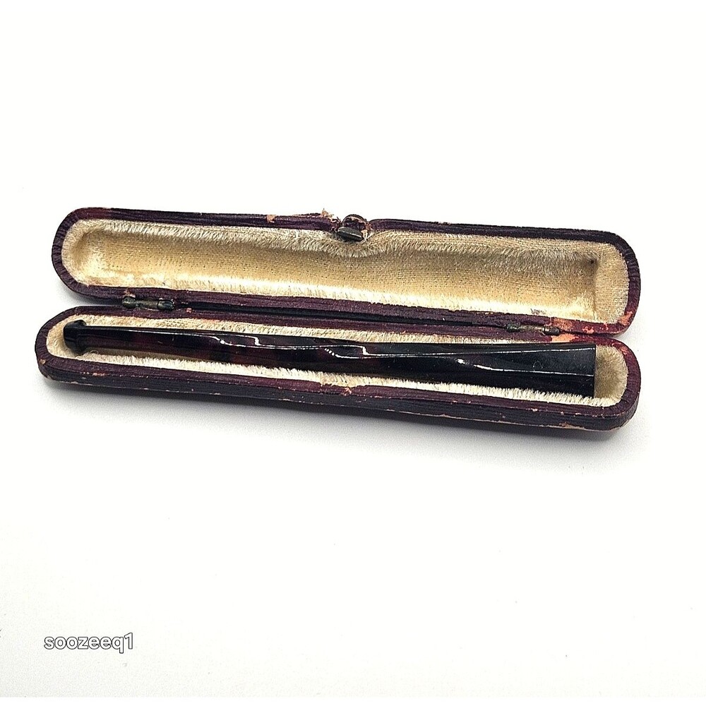 Antique 1830s Bakelite Cigarette Cheroot Holder in Original Lined Etui Case